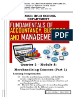 Senior High School Department: Quarter 3 - Module 8: Merchandising Concern (Part 1)