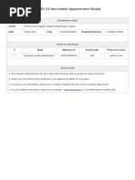 COVID-19 Vaccination Appointment Details: Center Date Time Preferred Time Slot