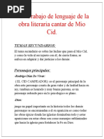 Trabajo de Lenguaje de La Obra Literaria Cantar de Mio Cid