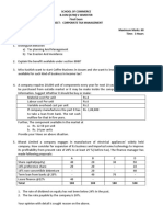 CORPORATE TAX MANAGEMENT Question Paper