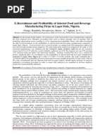 E-Recruitment and Profitability of Selected Food and Beverage Manufacturing Firms in Lagos State, Nigeria.