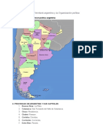 La División Política Del Territorio Argentino y La Organización Política