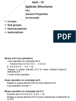 Algebraic Systems Examples and General Properties Semi Groups and Monoids Groups Sub Groups Homomorphism Isomorphism