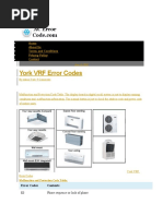 York VRF Error Codes: Skip To Content