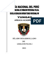 Silabo Desarrollado de Legislación Policial I PNP