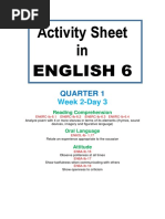 Activity Sheet in English 6: Quarter 1