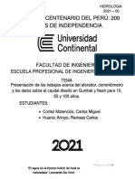 TRABAJO SOBRE AFORADOR - CORRONTOMETRO - CAUDAL DISEÑO (GUMBEL - NASH) - CORTEZ, Carlos y HUAROC, Ramses