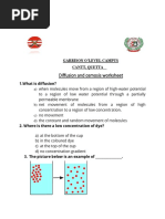 Diffusion and Osmosis Worksheet: Garrison O'Level Campus Cantt, Quetta