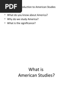 Introduction To American Studies - Week I