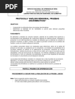 PROTOCOLO No. 8 ANÁLISIS SENSORIAL PRUEBAS ANALITICAS-DISCRIMINATIVAS