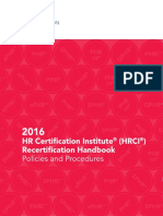 HR Certification Institute (Hrci) Recertification Handbook: Policies and Procedures