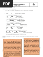 " Simple Present Worksheet ": 1. Complete Using The Correct Form of The Verb (Simple Present)