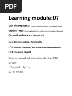 Determine Data Base Functionality TVET