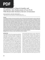 The Assessment of Speech Quality and Intellibility After Replacement of Lost Teeth With Removable Dentures: Review of Literature