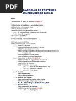 DEMO-ÍNDICE DEL PLAN DE NEGOCIOS C - 2019-II Final