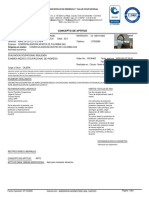 Concepto de Aptitud: Examen Medico Ocupacional de Ingreso