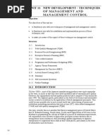 Unit 11 New Development / Techniques of Management and Management Control