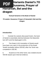 Textual Variants Daniel's 70 Weeks, Susanna, Prayer of Hananiah, Bel and The Dragon