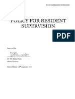 Policy For Resident Supervision: Approved by