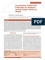 Shobana, Kanakarathinam - Awareness and Need of Ethics and Values in Education For Students A Study Among College Teachers in Pollachi Region