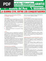 La Guerra Civil Entre Los Conquistadores para Segundo Grado de Secundaria