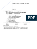 Sample Unit - Grade 1 Secondary Education - Components in Table Per Session - DMF