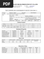 Ningbo Dongxin High-Strength Nut Co.,Ltd: Test Certificate Conforming To Bs en 10204:2004 3.1