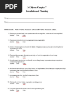 Mcqs On Chapter 7 Foundation of Planning