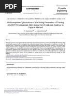 Multi-Response Optimization of Machining Parameters of Turning AA6063 T6 Aluminium Alloy Using Grey Relational Analysis in Taguchi Method