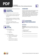 Learning Objectives: FL 1 - Basic Japanese Language Module 8-Starting and Finishing Time / Place (Asking Schedule)