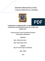 Calidad de La Cadena de Frío y La Trazabilidad de Vacunas en Los Centros de Salud de La Diris, Lima (2018)