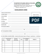 Scholarship Form: Jamia Millia Islamia, Central University