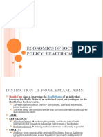 Economics of Social Policy: Health Care