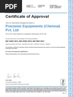 Certificate of Approval: Precision Equipments (Chennai) Pvt. LTD