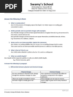 Swamy's School: Answer The Following in Short