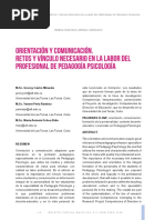 Orientación Y Comunicación. Retos Y Vínculo Necesario en La Labor Del Profesional de Pedagogía Psicología