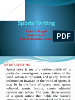 Sports Writing: Vivian G. Pingad Master Teacher Bacood Elementary School