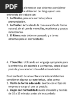 Algunos de Los Elementos Que Debemos Considerar para La Correcta Utilización Del Lenguaje en Una Entrevista de Trabajo Son