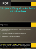 Week 7: Principles in Writing A Reaction, Review and Critique Paper