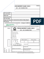 Answer Sheet Front Page - Online Semester Exam - April 2021