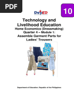 Technology and Livelihood Education: Quarter 4 - Assemble Garment Parts For Ladies' Trousers