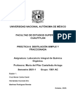 Reporte Trabajo Experimental P7. Destilación Simple y Fraccionada