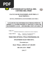 ANÁLISIS DE TRANSITORIOS ELECTROMAGNÉTICOS DEBIDO A LA INTERCONEXIÓN AL SEIN DE LA LÍNEA DE TRANSMISIÓN CACLIC MOYOBAMBA NUEVA EN 220 KV