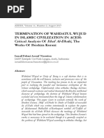 Termination of Wahdatul Wujud in Islamic Civilization in Aceh: Critical Analysis of Ithaf Al-Dhaki, The Works of Ibrahim Kurani