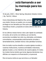 "Dios Te Está Llamando A Ser Parte de Su Mensaje para Los Últimos Días" - Iglesia Adventista Del Sép