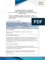 Guia de Actividades y Rúbrica de Evaluación-Unidad 2-Fase3-Calcular El Tiempo Probable Del Proyecto en Función de Su Programación