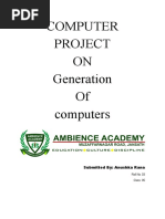 Computer Project ON Generation of Computers: (Document Title)