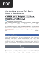 Contoh Soal Integral Tak Tentu Beserta Jawabannya