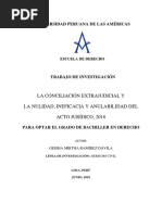 La Conciliación Extrajudicial y La Nulidad, Ineficacia y Anulabilidad Del Acto Jurídico, 2018