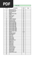 Item List: Sr. No Description UOM Rate